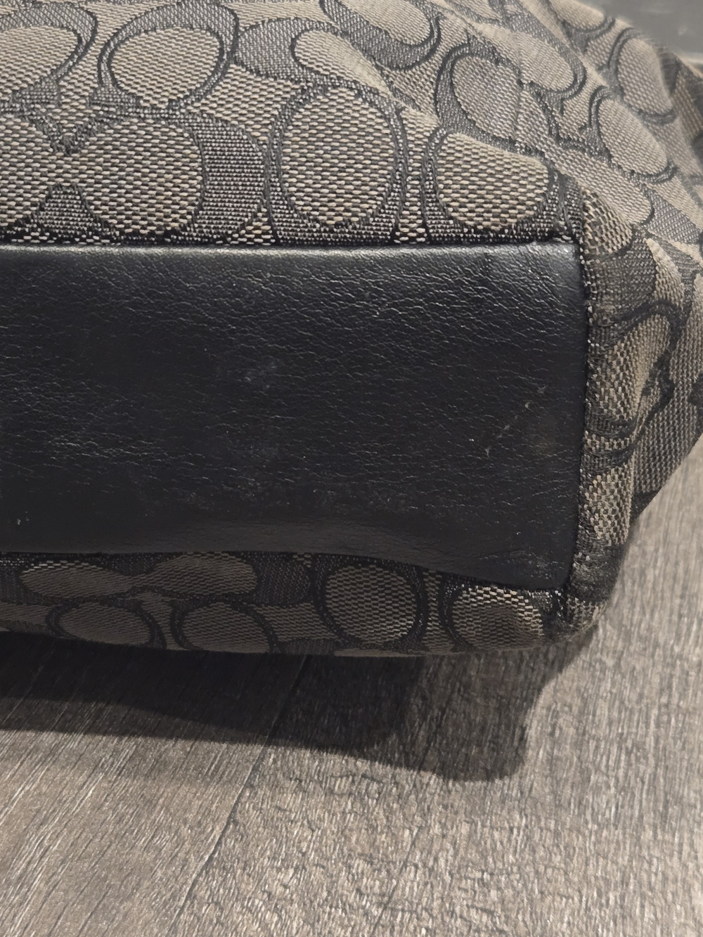 Coach Signature Small Kelsey Satchel Handbag Canvas Gray Black Purse Top Handles - Picture 10 of 16